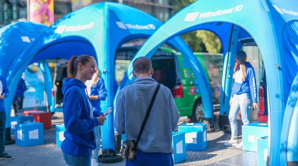 Promotionteam bei einer Microsoft Roadshow